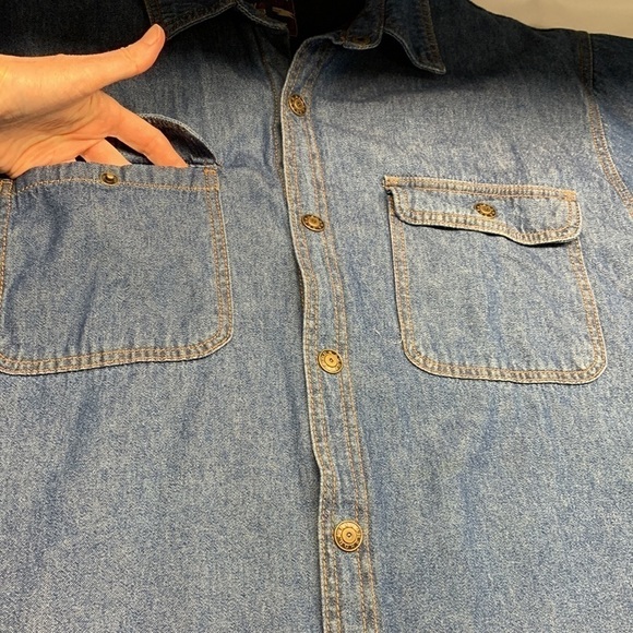 Roughshod Lined Trucker Denim Jean Shacket Jacket Size 46 Medium Blue Wash - Picture 5 of 12